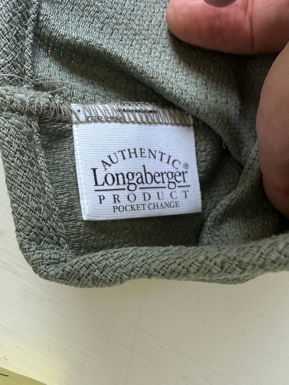 Longaberger Sage  Fabric Pocket Change Basket Liner Only